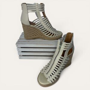 JF Elisa Caged Espadrille Wedge Sandals Size 7